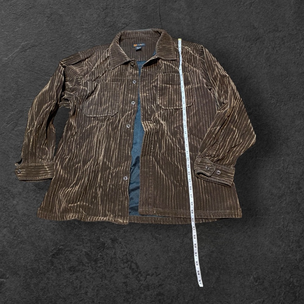 Godbody brown textured button down
